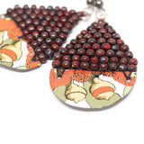 Recycled Metal Gumnut Babies Red Flower Teardrop Earrings