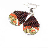 Recycled Metal Gumnut Babies Red Flower Teardrop Earrings