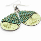 Recycled Metal Gumnut Babies Turquoise Gumnuts Teardrop Earrings