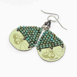 Recycled Metal Gumnut Babies Turquoise Gumnuts Teardrop Earrings