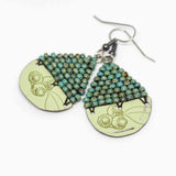 Recycled Metal Gumnut Babies Turquoise Gumnuts Teardrop Earrings