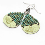 Recycled Metal Gumnut Babies Turquoise Gumnuts Teardrop Earrings