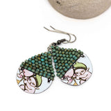 Recycled Metal Gumnut Babies Turquoise Gumnut Teardrop Earrings 2