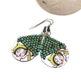 Recycled Metal Gumnut Babies Turquoise Gumnut Teardrop Earrings 3