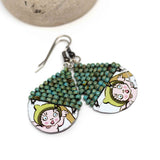 Recycled Metal Gumnut Babies Turquoise Gumnut Teardrop Earrings 3