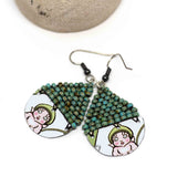 Recycled Metal Gumnut Babies Turquoise Gumnut Teardrop Earrings 4