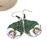 Recycled Metal Gumnut Babies Turquoise Gumnut Teardrop Earrings 4