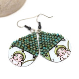 Recycled Metal Gumnut Babies Turquoise Gumnut Teardrop Earrings 4