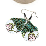 Recycled Metal Gumnut Babies Turquoise Gumnut Teardrop Earrings 4