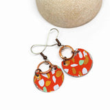 Recycled Metal Orange Tiger Half Moon Copper Earrings
