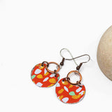 Recycled Metal Orange Tiger Half Moon Copper Earrings