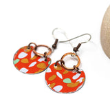 Recycled Metal Orange Tiger Half Moon Copper Earrings