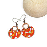 Recycled Metal Orange Tiger Half Moon Copper Earrings