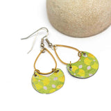 Recycled Metal Lemon Lime Half Moon Teardrop Earrings