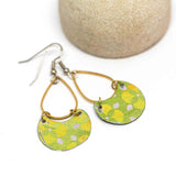 Recycled Metal Lemon Lime Half Moon Teardrop Earrings