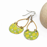 Recycled Metal Lemon Lime Half Moon Teardrop Earrings