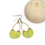 Recycled Metal Lemon Lime Half Moon Teardrop Earrings