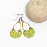 Recycled Metal Lemon Lime Half Moon Teardrop Earrings