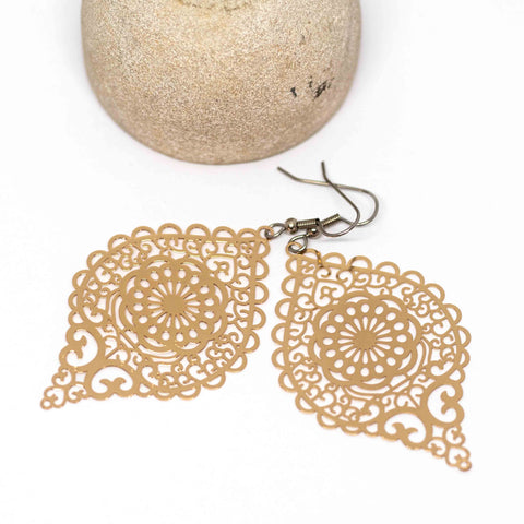 Gold Filigree Marquise Earrings