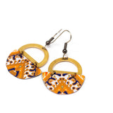 Orange Recycled Metal Brass Half Moon Earrings