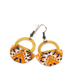 Orange Recycled Metal Brass Half Moon Earrings