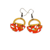 Orange Tiger Recycled Metal Brass Half Moon Earrings