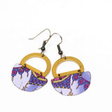 Purple Merry Go Round Recycled Metal Brass Half Moon Earrings