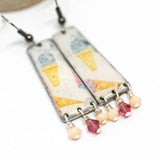 Recycled Rustic Resin Metal Icecream Rectangle Earrings