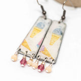 Recycled Rustic Resin Metal Icecream Rectangle Earrings