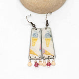 Recycled Rustic Resin Metal Icecream Rectangle Earrings