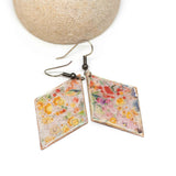 Rustic Resin Metal Red Yellow Wildflower Diamond Earrings