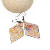 Rustic Resin Metal Red Yellow Wildflower Diamond Earrings