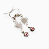 Silver Sun Pink Earrings