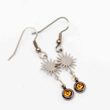 Silver Sun Yellow Earrings
