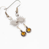 Silver Sun Yellow Earrings