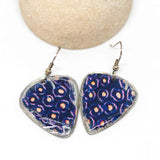 Rustic Resin Metal Purple Orange Dots Teardrop Earrings