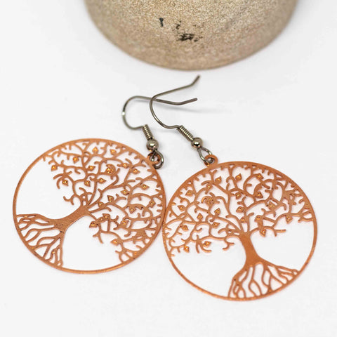 Rose Gold Tree of Life Earrings