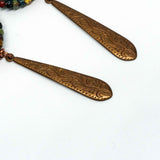 Blue Brass Picasso Lotus Brass Drop Earrings