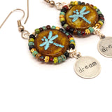Brown Yellow Picasso Dragonfly Dream Earrings