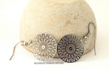 Stainless Steel Small Filigree Medallion Earrings