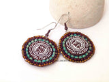 Tribal Picasso Round Bead Stitched Earrings