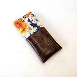 Navy Floral Faux Leather Soft Glasses Case