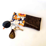 Navy Floral Faux Leather Soft Glasses Case