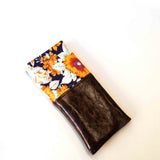 Navy Floral Faux Leather Soft Glasses Case