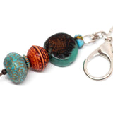 Tribal Turquoise Resin Wood Key Ring