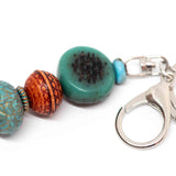 Tribal Turquoise Resin Wood Key Ring