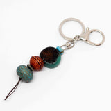 Tribal Turquoise Resin Wood Key Ring