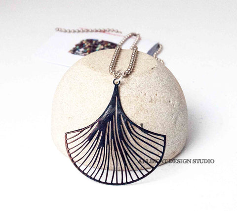 Silver Filigree Ginko Necklace