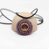 Pink Turquoise Lotus Bead Embroidered Necklace