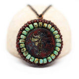 Turquoise Red Dragonfly Round Necklace